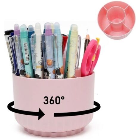 Organiseur de bureau, organisateur de table, boîte de rangement de maquillage à 360 ° pour rangement de bureau pour étudiants (1/4)