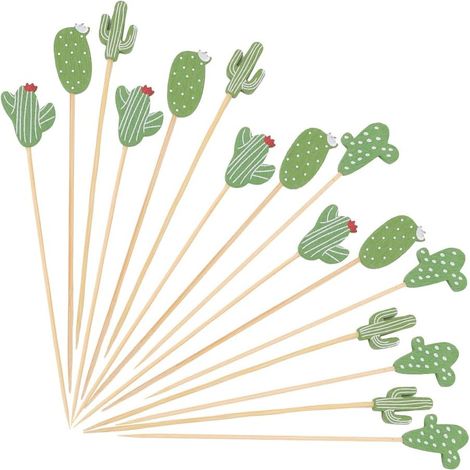 100 Pièces Pics à Cocktail en Bambou Cactus Brochettes en Bambou Cure-Dents à Fruits Bâtonnets de Garniture de Boisson pour Apéritifs Aliments Faits à la Main pour Collations de Fête Sandwiches Boisso (1/4)