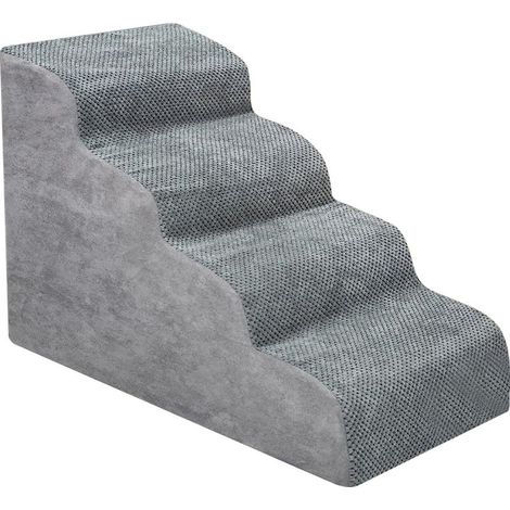 Escalier Chien 4 Marches Antidérapant - Mousse Mémoire 30D Housse Lavable Léger 2 4kg Pour Lit/Canapé - Petits Chiens/Chats (1/5)