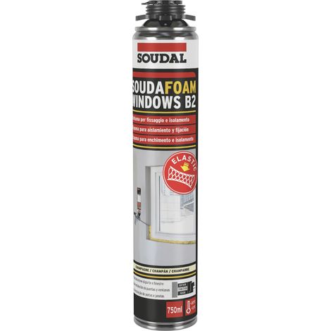 Soudal SCHIUMA POLIURETANICA A BASSA ESPANSIONE PER PORTE E FINESTRE B2, PER PISTOLA ml. 750