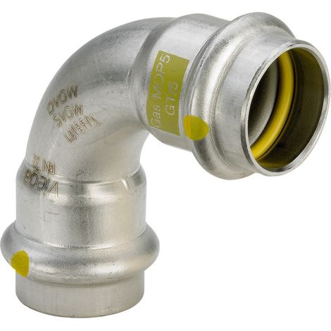 Viega Sanpress Inox G-Bogen 90 Grad, d 22mm Stahl nichtrostend Modell 0216, 485801 (1/3)
