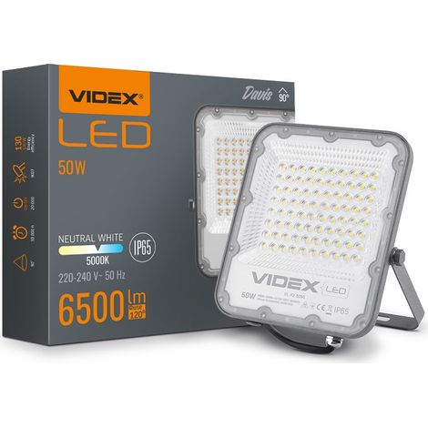 Halogenstrahler 50W neutrales Licht 5000K 6500lm IP65 DAVIS Videx