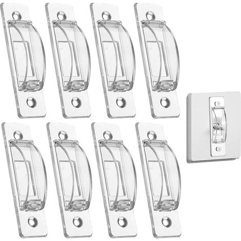 Protectores para interruptores de luz, 8 piezas, Evita el encendido y apagado involuntario, oficinas e instituciones médicas, Transparente (1/5)