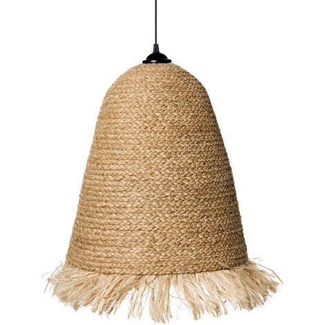 Lámpara colgante elegante de jacinto de agua fibra de plátano con flecos estilo boho tejido a mano iluminación salón comedor natural Arys