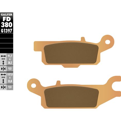 Pastillas de freno Galfer KH445 de metal sinterizado (doradas) para ATV Yamaha YFM 550/700, trasera izquierda.