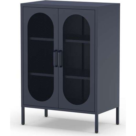 Mueble auxiliar 2 puertas abatibles modelo Dora acabado metal azul. 100cm(alto) 70cm (ancho) 40cm(prof.) (1/5)