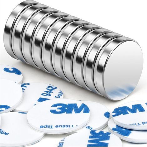 Aimant en néodyme super puissants avec support autocollant, paquet de 10 Silver 15 x 3mm (1/5)