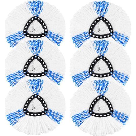 Vileda Turbo 2 in 1 EasyWring & Clean Mop Replacement Heads Compatible with O-Cedar Mop Head Set (6 White-Blue) (1/5)