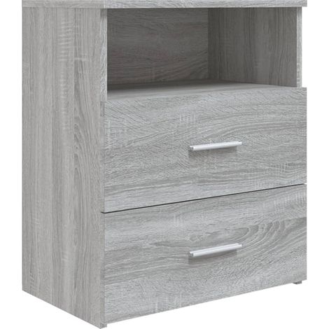 Comodino con due cassetti e vano a giorno 50 x 32 x 60 cm MDF grigio DEC034677