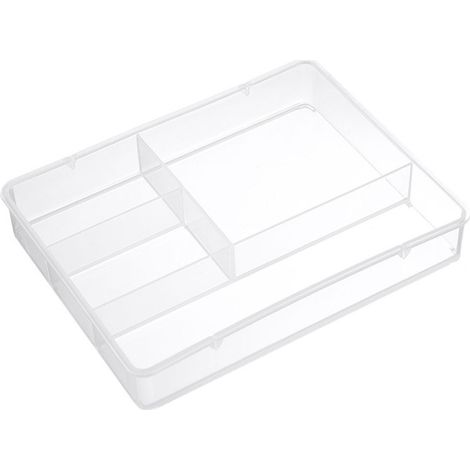 Boîte de rangement de bureau transparente avec séparateur de tiroir et plateau de séparation pour maquillage, idéale pour la salle de bain ou le bureau. (1/5)