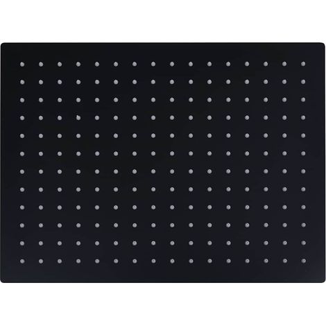 vidaXL Cabezal ducha efecto lluvia acero inox cuadrado negro 40x30 cm (1/2)