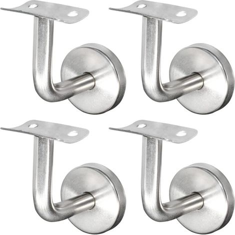 Staffa per corrimano in acciaio inox 304 per ringhiera delle scale, montaggio a parete, argento, per ringhiera in legno (4 pezzi) NPTERBL
