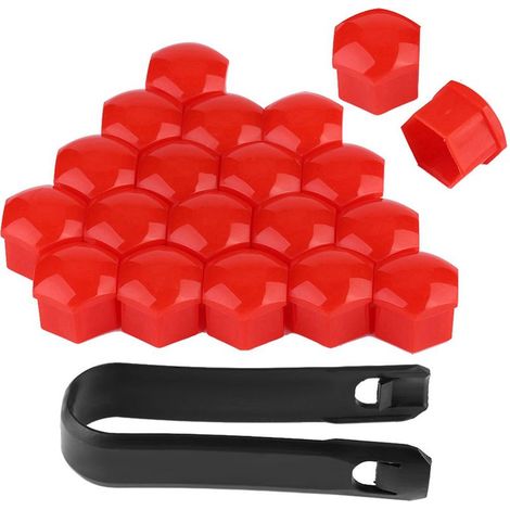 GARRYFIZH 20 cache-écrous de roue de voiture 19 mm, protection extérieure des jantes (rouge) (1/5)