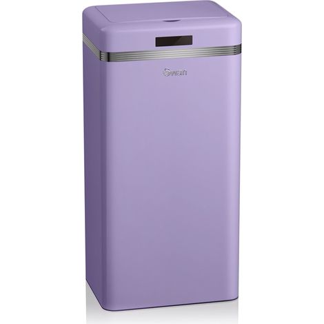 SWAN SWKA4500PURNEU Cubo Basura Cocina Sensor de Apertura Automática, Metálico, Capacidad 45 Litros, Diseño Vintage Morado