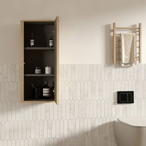 Mobile pensile 36x29x75 cm in MDF e compensato, rovere, push-to-open – MEUBLIV (1/5)