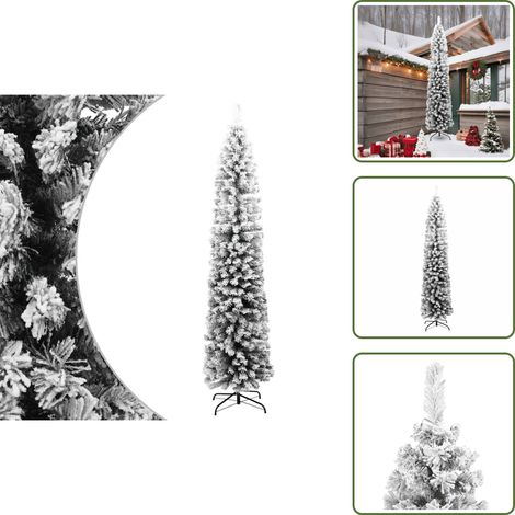 The Living Store Sapin de Noël artificiel mince flocon de neige vert 240 cm PVC - Arbre de Noël (1/5)