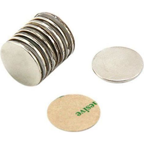 first4magnetsTM first4magnets F309SA - 10 et 15 de diamètre x épaisseur 1 mm avec Aimant adhésif en néodyme N42 Force 1,1 kg Lot de