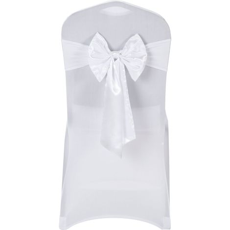 Moño Elástico Decorativo Estirable Blanco Spandex para Silla de Banquete
