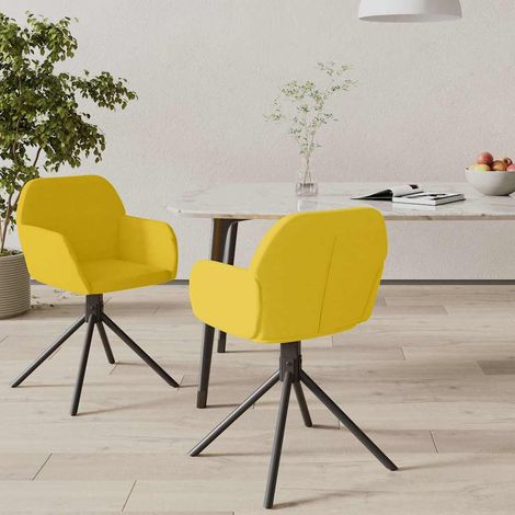 vidaXL Chaises pivotantes à manger lot de 2 Jaune Velours (1/5)