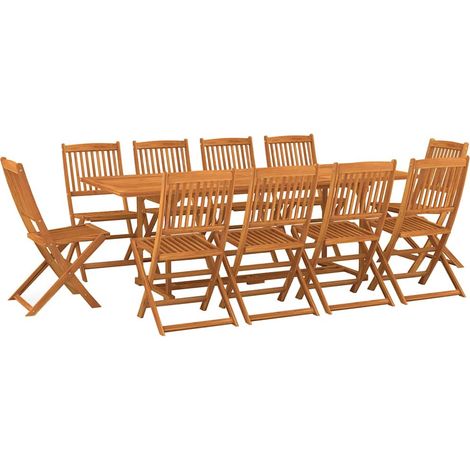Maison Exclusive - Set da Pranzo da Giardino 11 pz 220x90x75 cm Massello di Acacia (1/5)