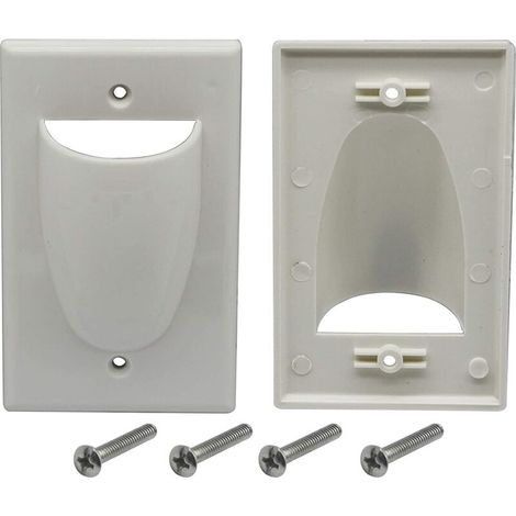 SABIR Bulk Nez Faceplate plaque murale pour câblage 1 gang plaque de câble Interne Gestion convexe Audio Video Cable passer la plaque de nez Blanc (lot de 2) (1/5)