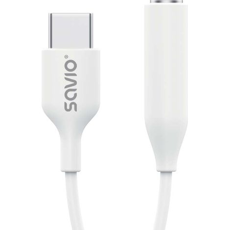 Adaptateur audio savio - usb type 3.1 c (m) - 3.5mm jack (f) - white savio ak-52