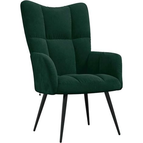 Fauteuil lounge en velours vert foncé (1/5)