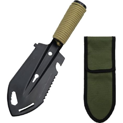Tragbarer Campingspaten, Gartenspaten aus Edelstahl, 8-in-1 Multifunktions-Überlebensspaten, Mini-Militärspaten, taktischer Outdoor-Spaten (1/4)