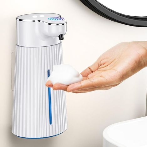 Dispenser di sapone automatico a parete, senza contatto, con sensore, ricaricabile tramite USB, con erogatore di schiuma per bagno e cucina - Crezuo