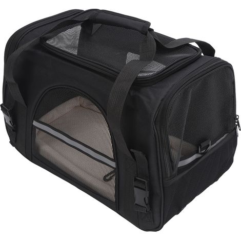 Sac de transport pour animaux de compagnie en maille respirante pour chat, sac de transport pliable et portable pour chien, grand sac pour chiot pour les voyages, le camping et le shopping, noir (1/5)