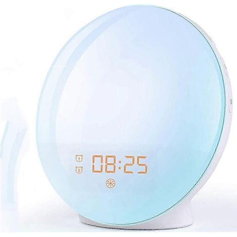 Réveil lumineux - Réveil simulateur de lever et de coucher du soleil avec deux alarmes, convient aux adultes et aux enfants (1/5)