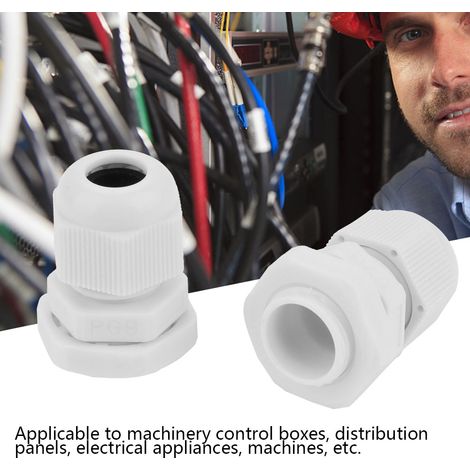Lot de 10 connecteurs de presse-étoupe étanches IP68 en nylon blanc (PG9) (1/5)