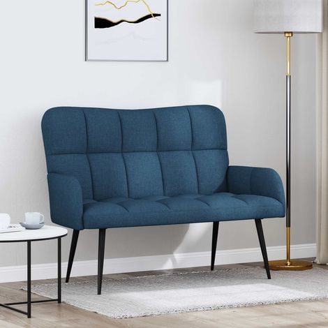 vidaXL Sofa 2 places Bleu 115 x 61 x 87 cm Tissu (1/5)