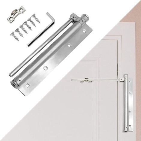 Chiudiporta/ammortizzatore per porte. Ammortizzatore per porte in acciaio inox, ammortizzatore a molla regolabile per porte esterne e interne, cancelli da giardino, zanzariere, porte d'ingresso. (1/4)