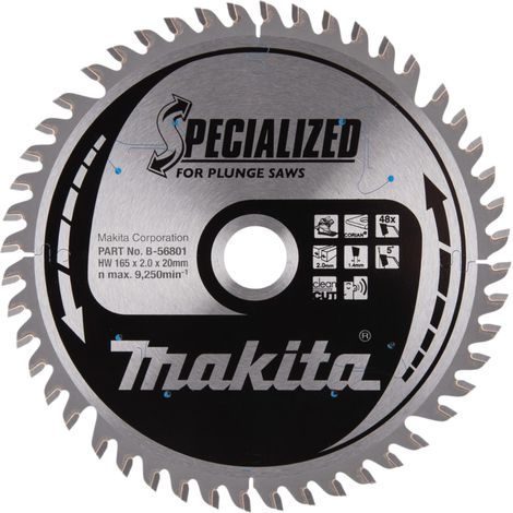 Makita CCPF16548EL Hoja de sierra circular ESPECIALIZADA 165 x 20 x 2,0 mm 48 dientes ( B-56801 ) para material compuesto Corian