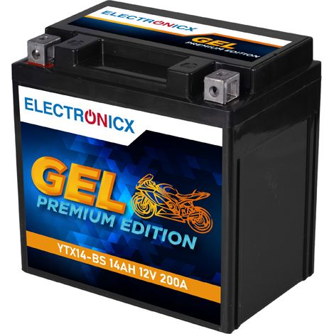Electronicx YTX14-BS Motorradbatterie GEL 12V 14Ah – Wartungsfrei, Hochleistungs-Batterie für Motorrad & Quad - Premium Batterie 12V Wartungsfrei
