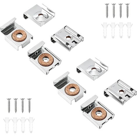 8PCS Fixations de Miroir Sans Cadre avec Ressorts et Clips, Supports Miroir Mural Solides pour Salle de Bain et Toilettes, Accroche Cadre Sans Percer et Fixation Miroir Lourd (1/5)
