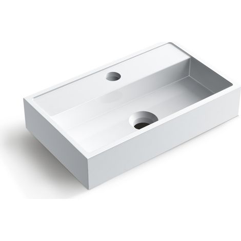 Balneo Vasque à poser 40x24cm, en fonte minérale, Blanc, VIKI