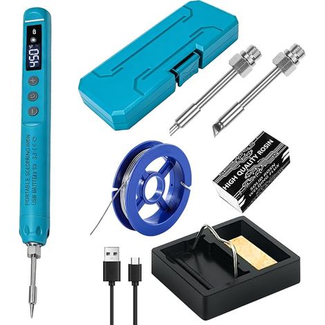 Soldering Iron, Kit, 12w USB Rechargeable With LCD Display, Adjustable Temperature From 200℃ to 450℃, Wireless With 3 Tips For Repair And Soldering (1/5)