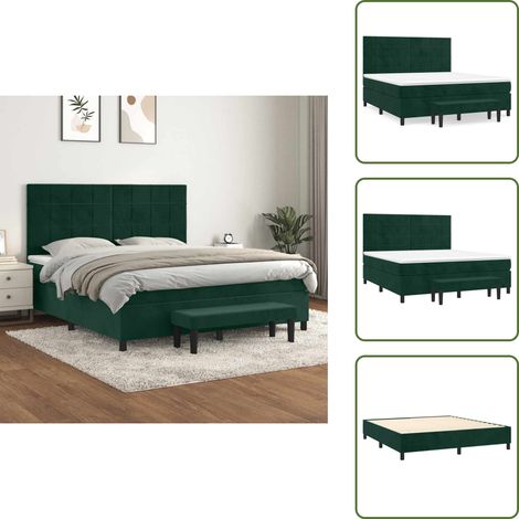 Tête de lit réglable - vidaXL Sommier à lattes de lit et matelas Vert foncé 180x200cm Velours - Banc multifonctionnel (1/5)