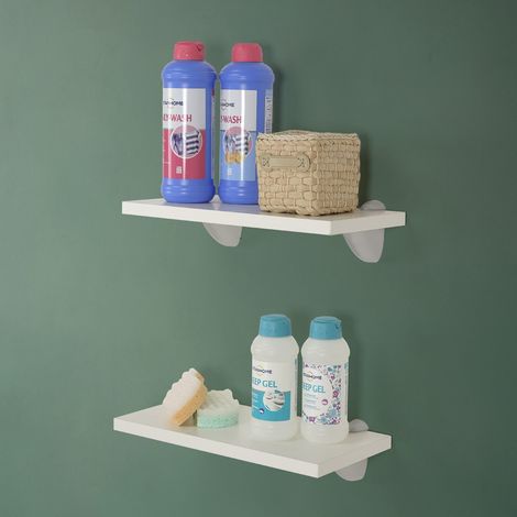 Coppia mensole 45x23 cm salvaspazio in legno bianco linea Pilar