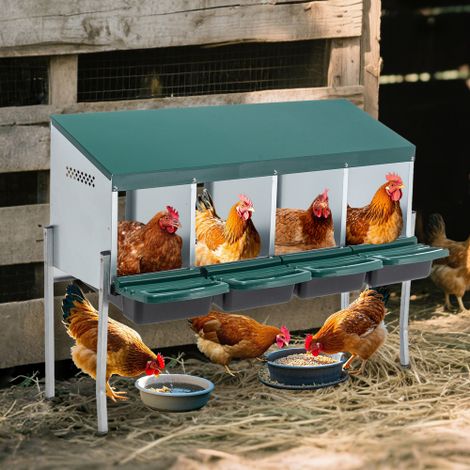 Nido per galline con 4 scomparti e gambe, incluso coperchio per uso esterno (pollaio/recinto per pollame), colore: verde [VECCHIO CODICE ARTICOLO: W3020P396111] (1/5)