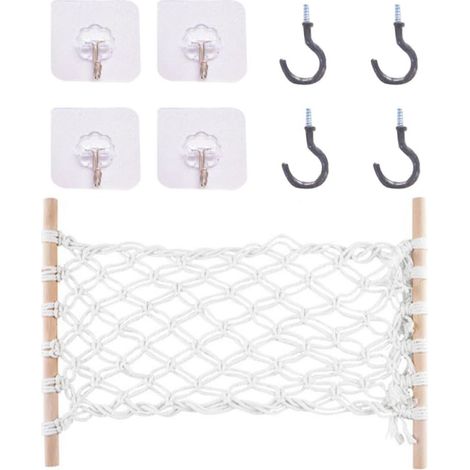 Hamac suspendu en macramé minkissy pour suspendre fruits et légumes sous les placards, coton beige (1/5)