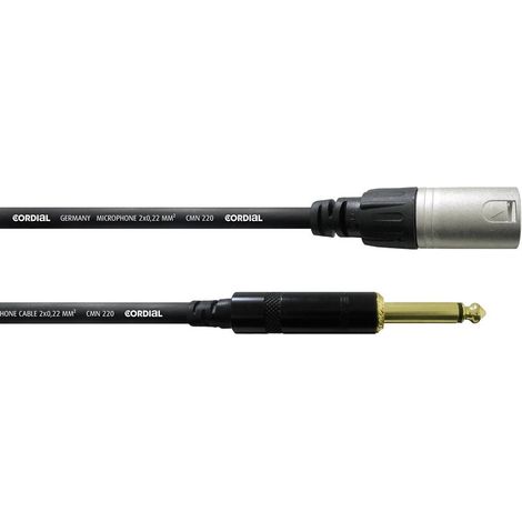 Câble de liaison XLR [1x XLR mâle - 1x Jack mâle 6.35 mm] Cordial CCM 10 MP noir 10.00 m (1/2)