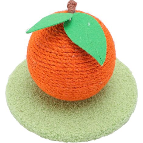 Griffoir interactif pour chat orange, mignon et multifonctionnel, avec plateau à griffer et boules en sisal. (1/5)