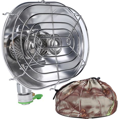 Brûleur Double Tête Argenté Acier Inoxydable BRS-H22 1 Pièce Réchaud Portable Gaz Butane pour Camping Pêche Nuit (1/5)