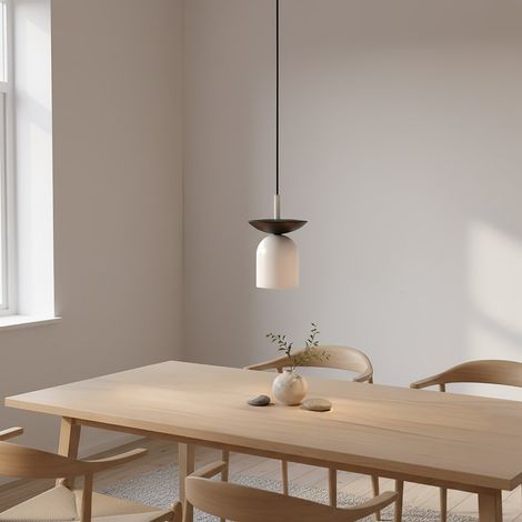 Lampada a sospensione Ego in acciaio bianco opaco (1/2)