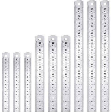 Règle en acier inoxydable, 15, 20 et 30 cm, en métal, double face, pour menuisiers, durable et résistante à la corrosion, idéale pour les étudiants, les ingénieurs, les architectes et les enseignants. (1/4)