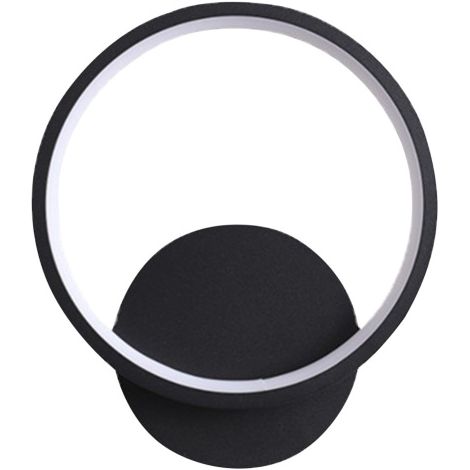 Aplique de pared moderno redondo de metal negro, 12W, ideal para decoración de interiores (sala de estar, dormitorio, comedor, pasillo). (1/5)