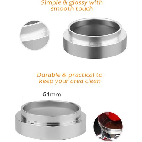 Espresso Dosing Funnel 51mm Stainless Steel Coffee Dosing Ring Magnetic Portafilter Dosing Ring Replacement Coffee Powder Funnel (1/5)